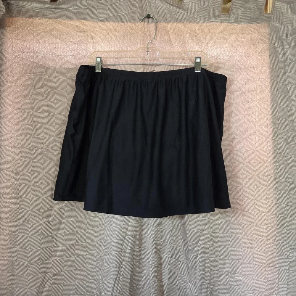 Yonique Swim Skirt Womens 24W Black Built-in Brief Plus Size Bottom